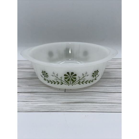 Vintage Glasbake 1.5 Qt Primrose Dream Green Floral Casserole Baking Dish USA - Picture 1 of 5
